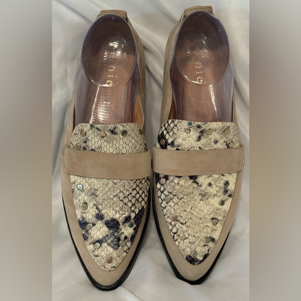 Joie Women’s Taron Tan Suede and Snake Print Combo Loafer Size 8.5 / 38.5 - Picture 6 of 14